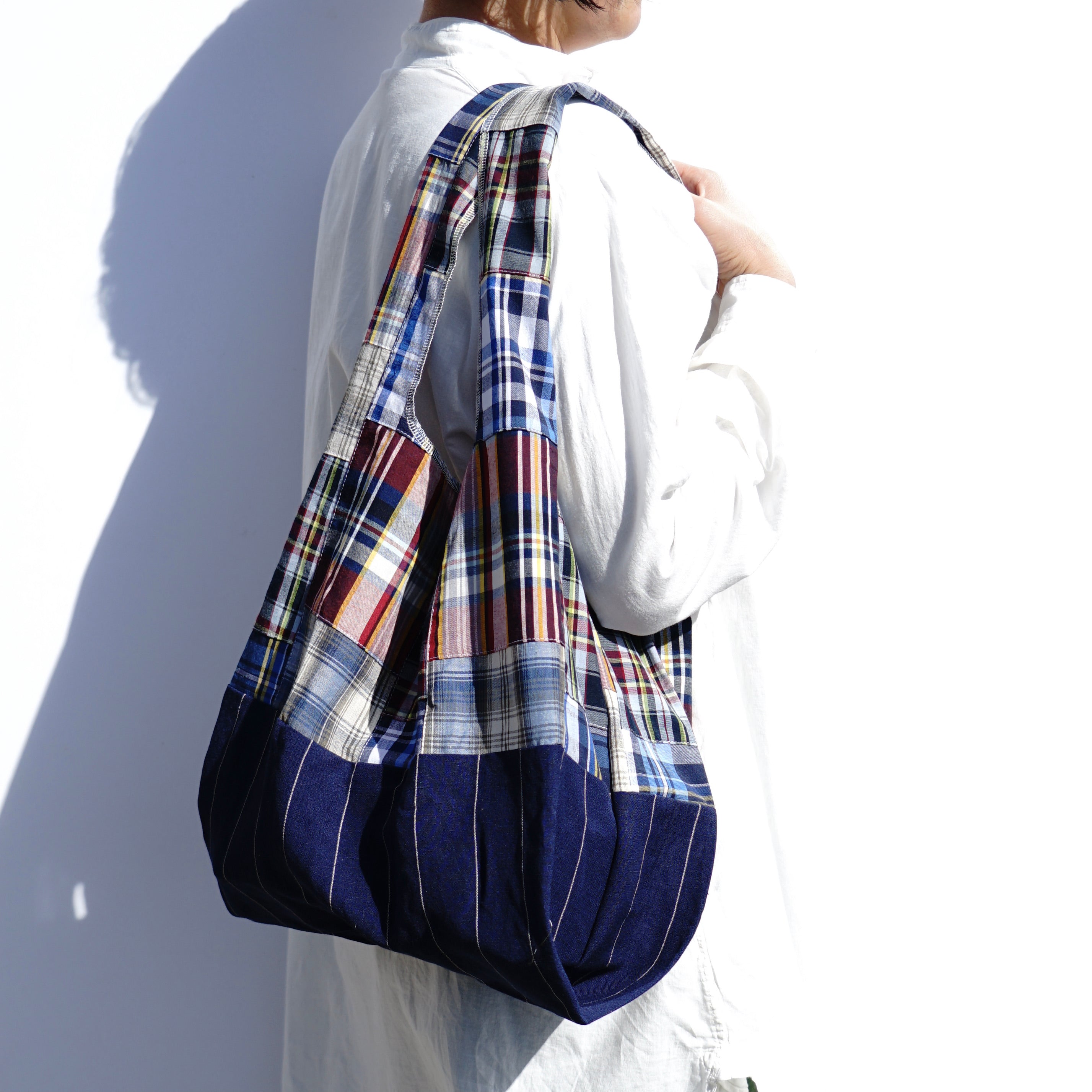 Shoulder bag 　patchwork navy / 202101ECO04