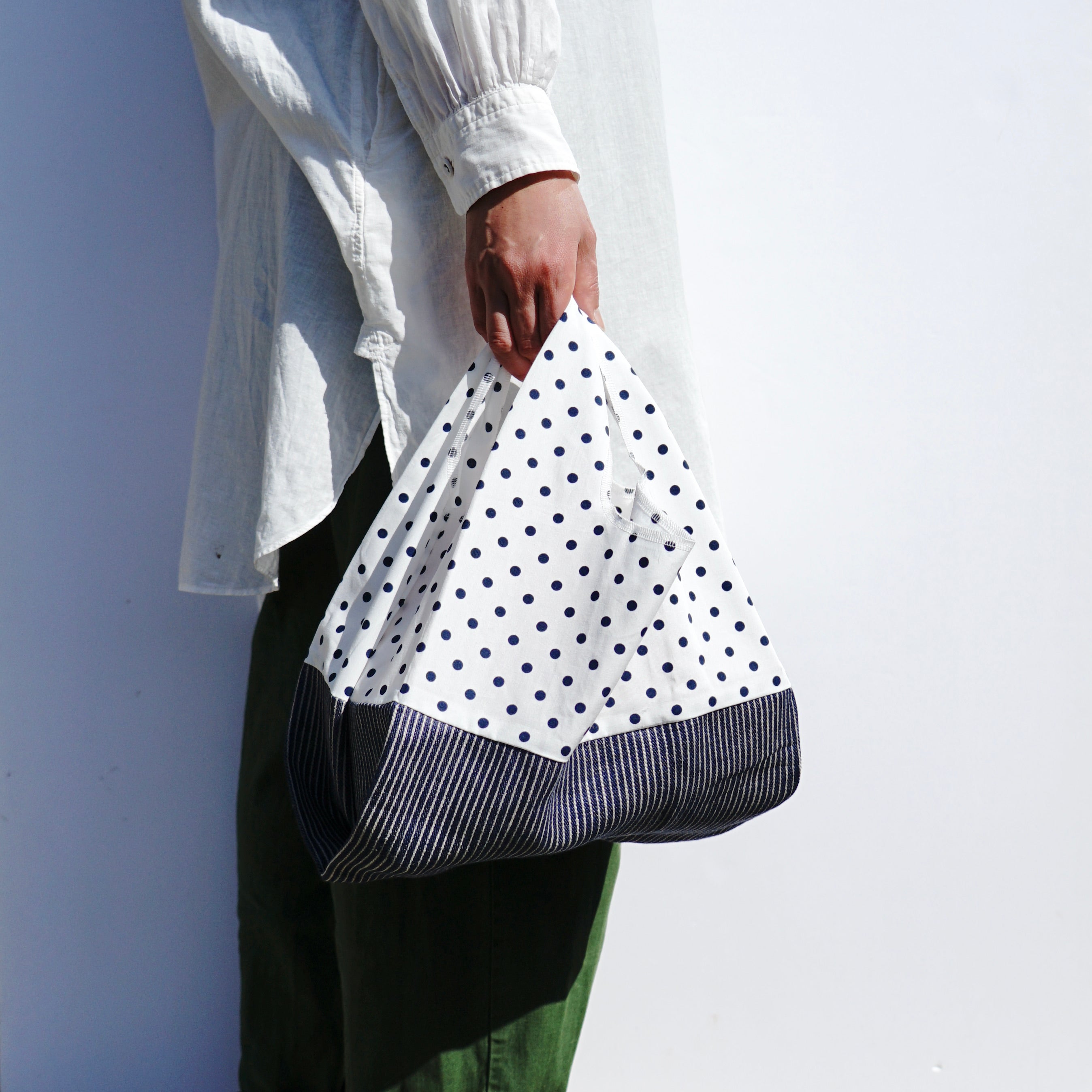 Lunch box bag　polka dots white / 202101ECO11