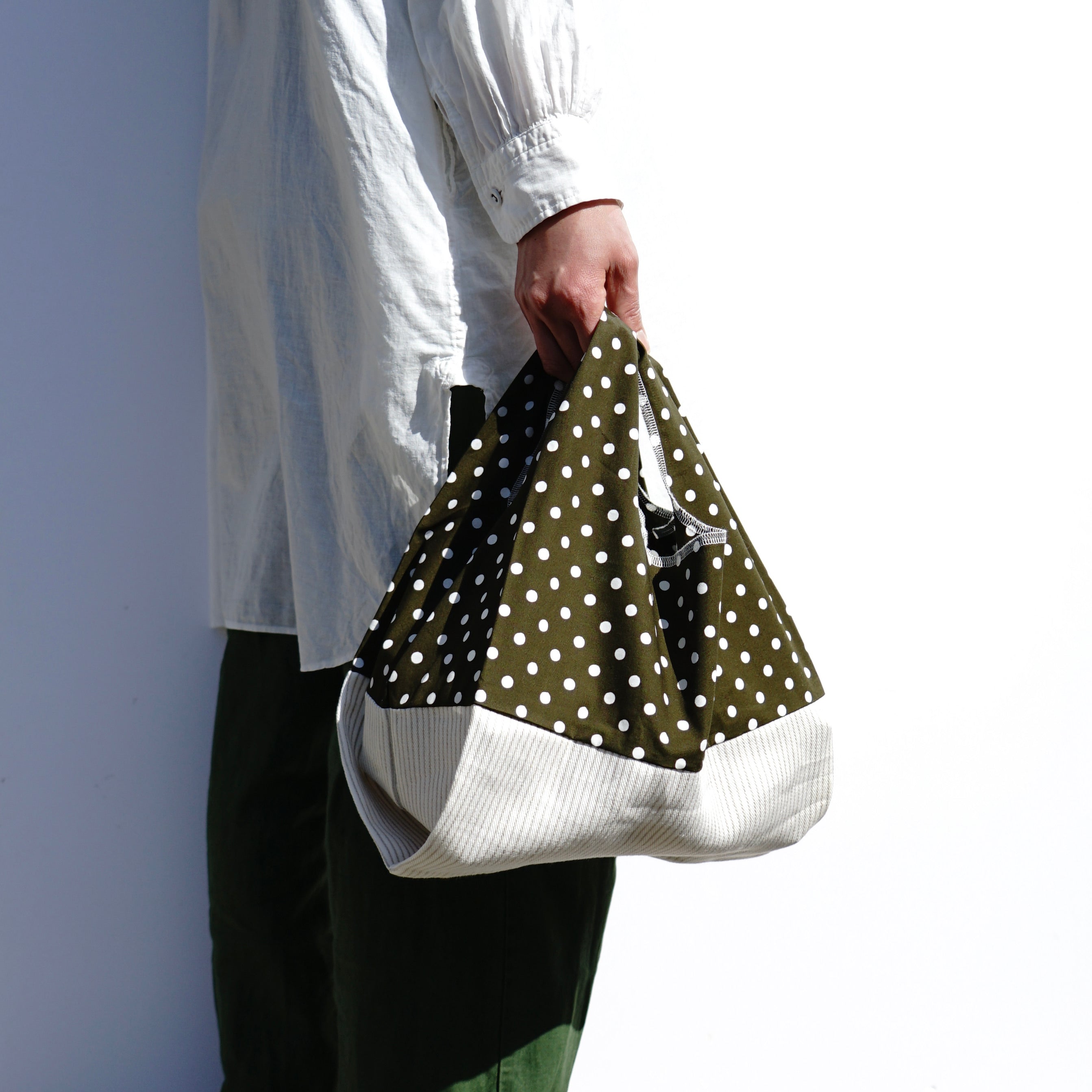 Lunch box bag　polka dots brown / 202101ECO13